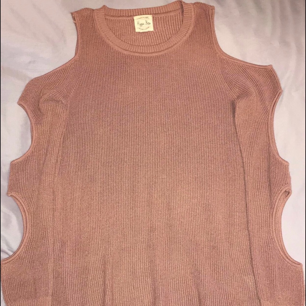 cut out rose color sweater